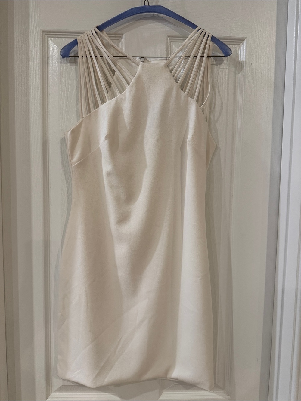 Dress the Population sleeveless white strappy  halter dress Sz S
